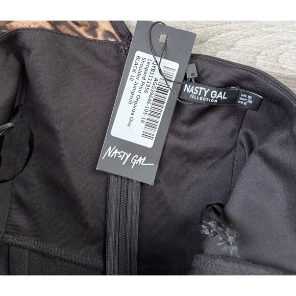 Nasty Gal Animal Print One Shoulder Organza Jumpsuit Size 6 NWT - Picture 4 of 7